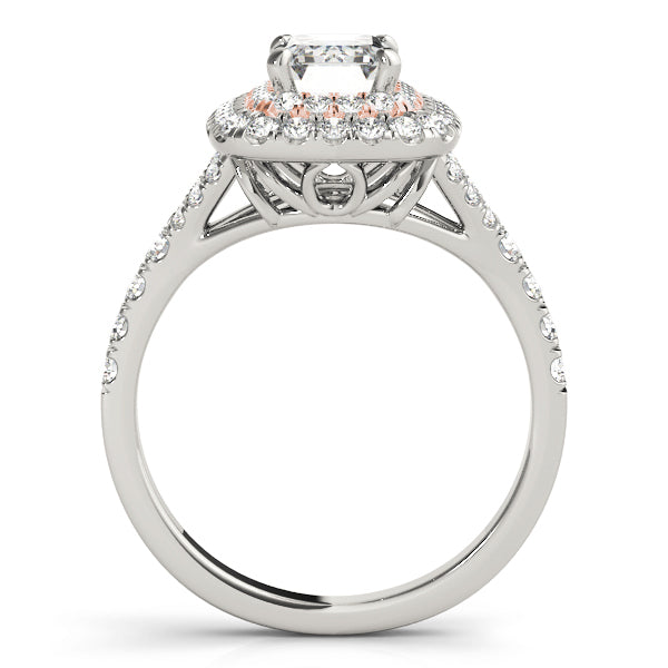 14K Rose Gold 1 ct tw Halo Diamond Engagement Ring