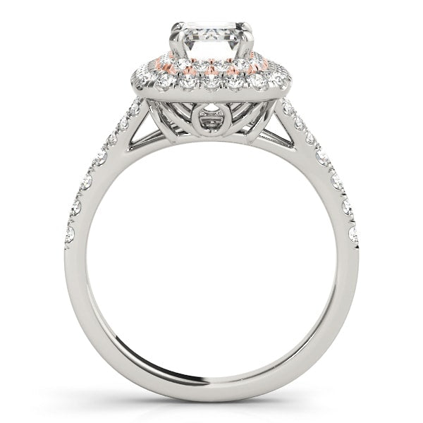 18K Rose Gold 1 ct tw Halo Diamond Engagement Ring