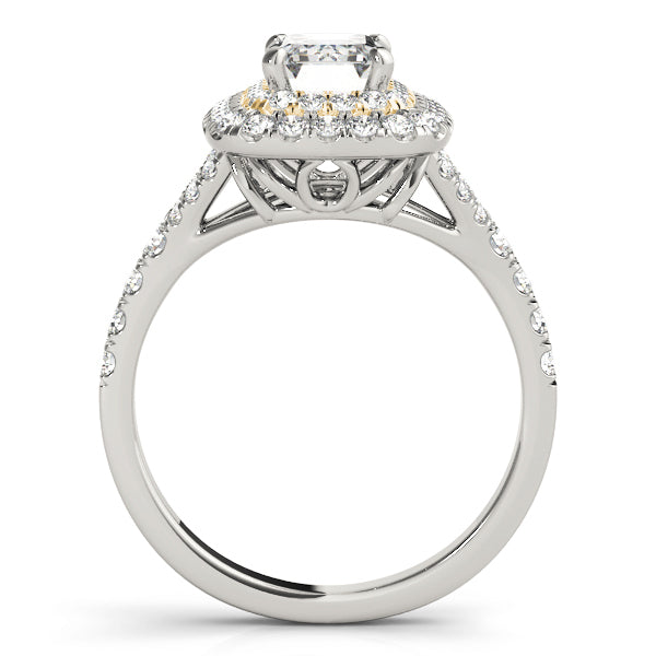 14K Yellow Gold 1 ct tw Halo Diamond Engagement Ring