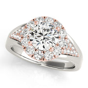 18K Rose Gold 1 1/2 ct tw Halo Diamond Engagement Ring
