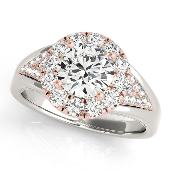 18K Rose Gold 1 1/2 ct tw Halo Diamond Engagement Ring