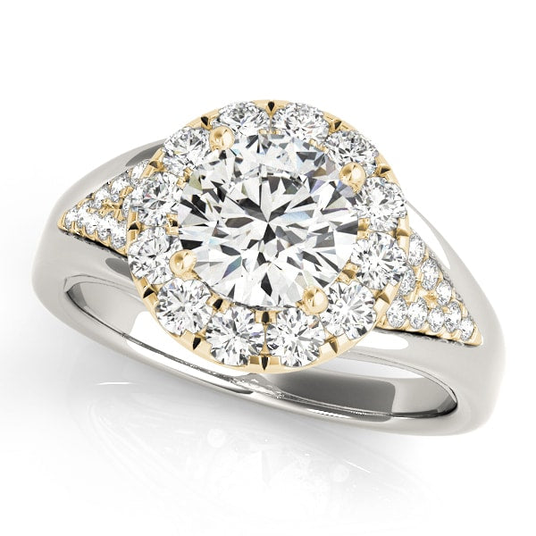 14K Yellow Gold 1 1/2 ct tw Halo Diamond Engagement Ring