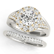 18K Yellow Gold 1 1/2 ct tw Halo Diamond Engagement Ring