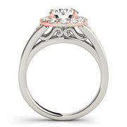 18K Rose Gold 1 1/2 ct tw Halo Diamond Engagement Ring