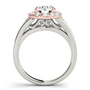 14K Rose Gold 1 1/2 ct tw Halo Diamond Engagement Ring