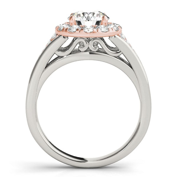 14K Rose Gold 1 1/2 ct tw Halo Diamond Engagement Ring