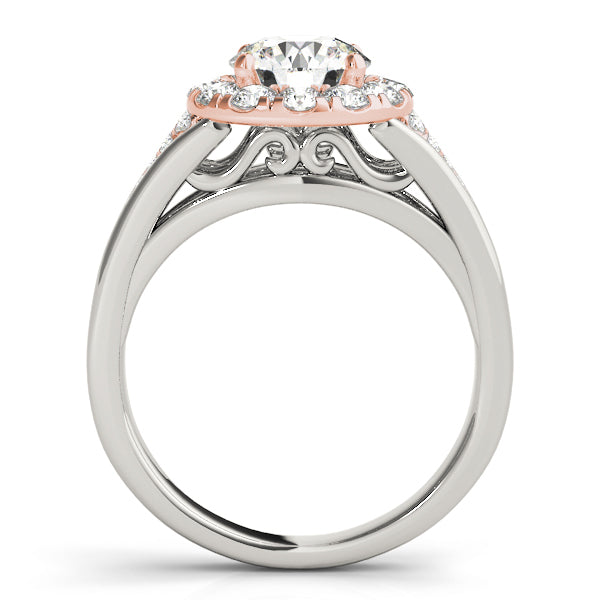 18K Rose Gold 1 1/2 ct tw Halo Diamond Engagement Ring