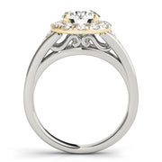 14K Yellow Gold 1 1/2 ct tw Halo Diamond Engagement Ring