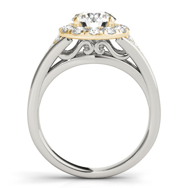 14K Yellow Gold 1 1/2 ct tw Halo Diamond Engagement Ring