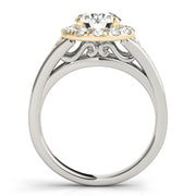 18K Yellow Gold 1 1/2 ct tw Halo Diamond Engagement Ring