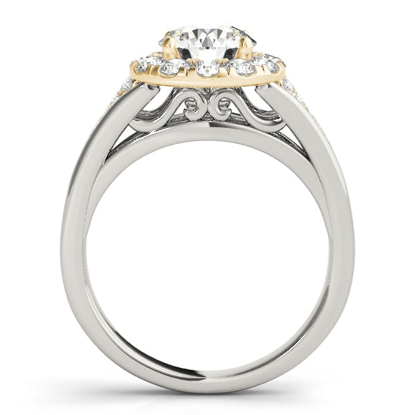 18K Yellow Gold 1 1/2 ct tw Halo Diamond Engagement Ring