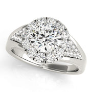1 CT Round Diamond Halo Engagement Ring