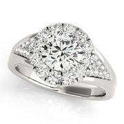 18K White Gold 1 1/2 ct tw Halo Diamond Engagement Ring