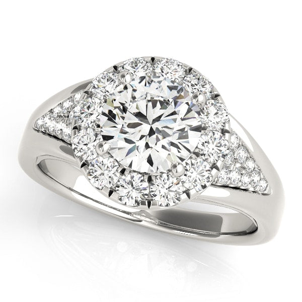 18K White Gold 1 1/2 ct tw Halo Diamond Engagement Ring