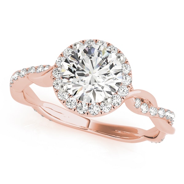 18K Rose Gold 1 1/3 ct tw Halo Diamond Engagement Ring