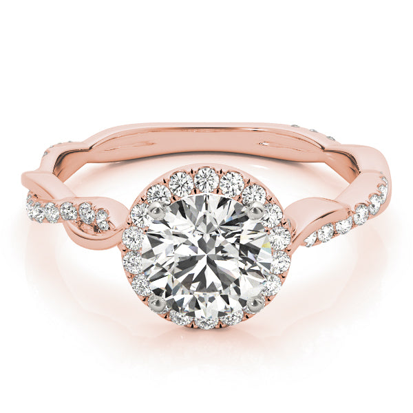 14K Rose Gold 1 1/3 ct tw Halo Diamond Engagement Ring