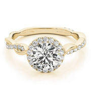 18K Yellow Gold 1 1/3 ct tw Halo Diamond Engagement Ring