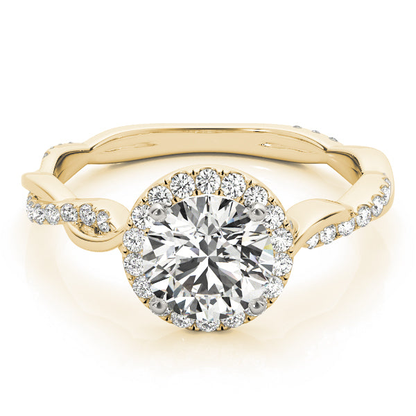 18K Yellow Gold 1 1/3 ct tw Halo Diamond Engagement Ring