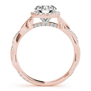 18K Rose Gold 1 1/3 ct tw Halo Diamond Engagement Ring