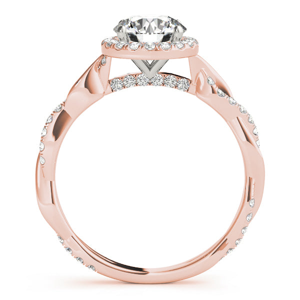 18K Rose Gold 1 1/3 ct tw Halo Diamond Engagement Ring