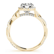 14K Yellow Gold 1 1/3 ct tw Halo Diamond Engagement Ring