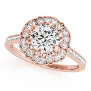 14K Rose Gold 1 ct Diamond Halo Engagement Ring