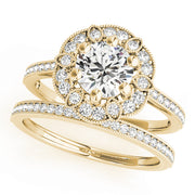 18K Yellow Gold 1 1/5 ct tw Halo Diamond Engagement Ring