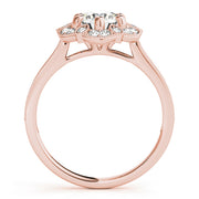 18K Rose Gold 1 1/5 ct tw Halo Diamond Engagement Ring
