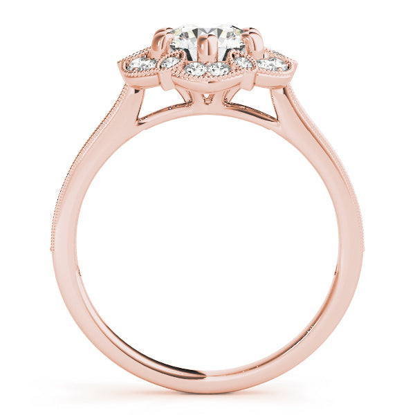 18K Rose Gold 1 1/5 ct tw Halo Diamond Engagement Ring
