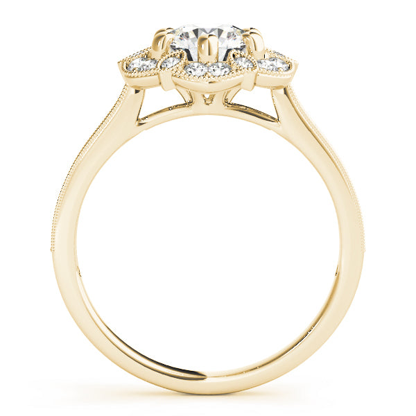 14K Yellow Gold 1 1/5 ct tw Halo Diamond Engagement Ring