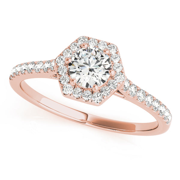 18K Rose Gold 1/2 ct tw Halo Diamond Engagement Ring