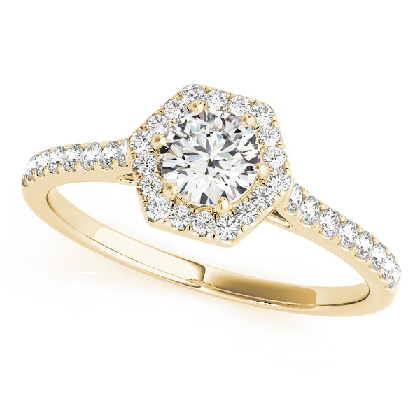 18K Yellow Gold 1/2 ct tw Halo Diamond Engagement Ring
