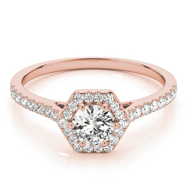 18K Rose Gold 1/2 ct tw Halo Diamond Engagement Ring