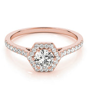 14K Rose Gold 1/2 ct tw Halo Diamond Engagement Ring