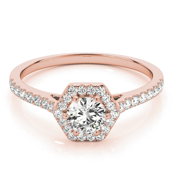 14K Rose Gold 1/2 ct tw Halo Diamond Engagement Ring