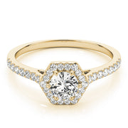 18K Yellow Gold 1/2 ct tw Halo Diamond Engagement Ring