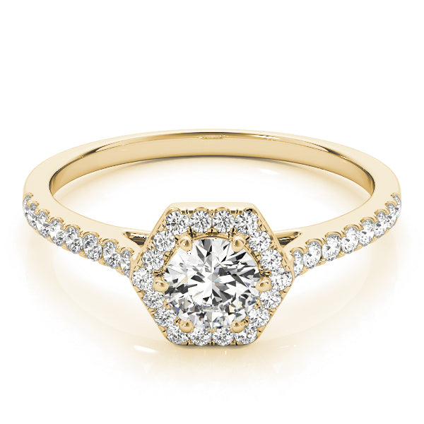 18K Yellow Gold 1/2 ct tw Halo Diamond Engagement Ring