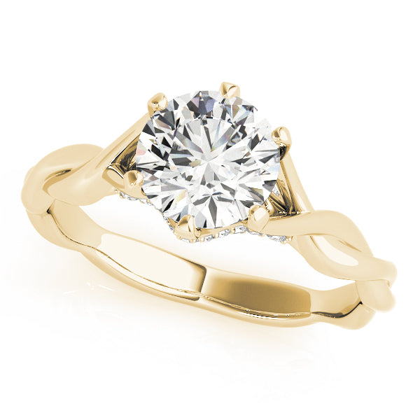 14K Yellow Gold 1 CT Round Diamond Engagement Ring