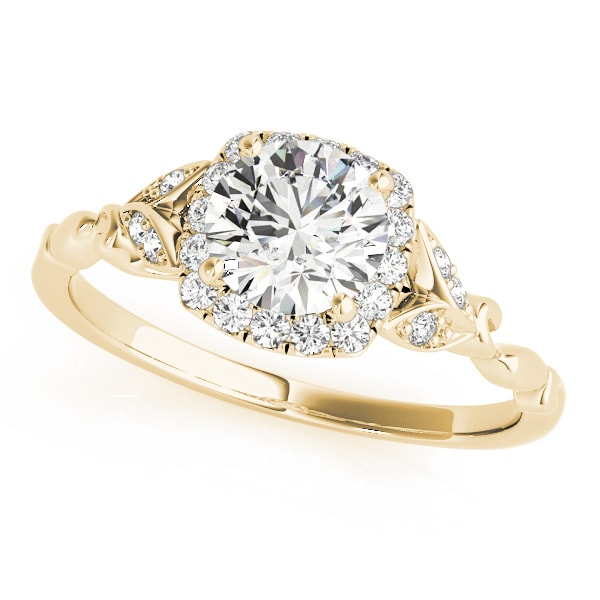 18K Yellow Gold 1 1/5 ct tw Halo Diamond Engagement Ring