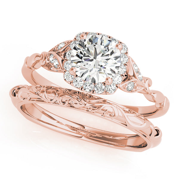 14K Rose Gold 1 1/5 ct tw Halo Diamond Engagement Ring