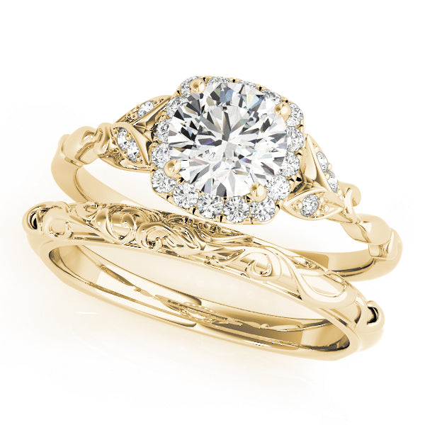 14K Yellow Gold 1 1/5 ct tw Halo Diamond Engagement Ring
