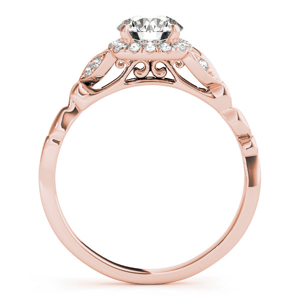 18K Rose Gold 1 1/5 ct tw Halo Diamond Engagement Ring
