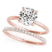 14K Rose Gold 1 ct tw Single Row Diamond Engagement Ring