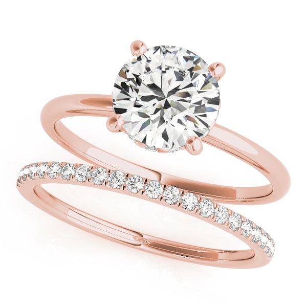 14K Rose Gold 1 ct tw Single Row Diamond Engagement Ring
