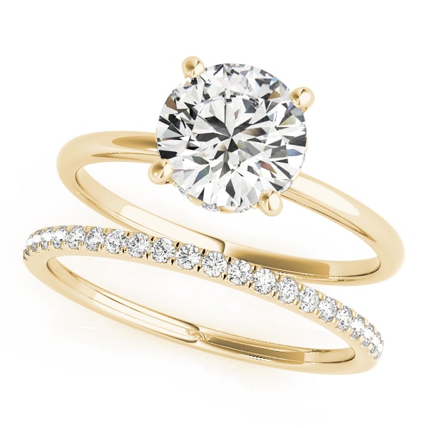 14K Yellow Gold 1 ct tw Single Row Diamond Engagement Ring