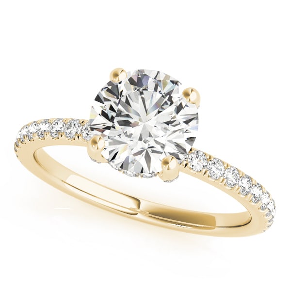 14K Yellow Gold 1 1/4 ct tw Halo Diamond Engagement Ring
