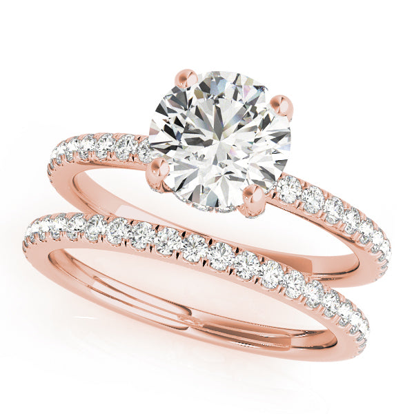 14K Rose Gold 1 1/4 ct tw Halo Diamond Engagement Ring