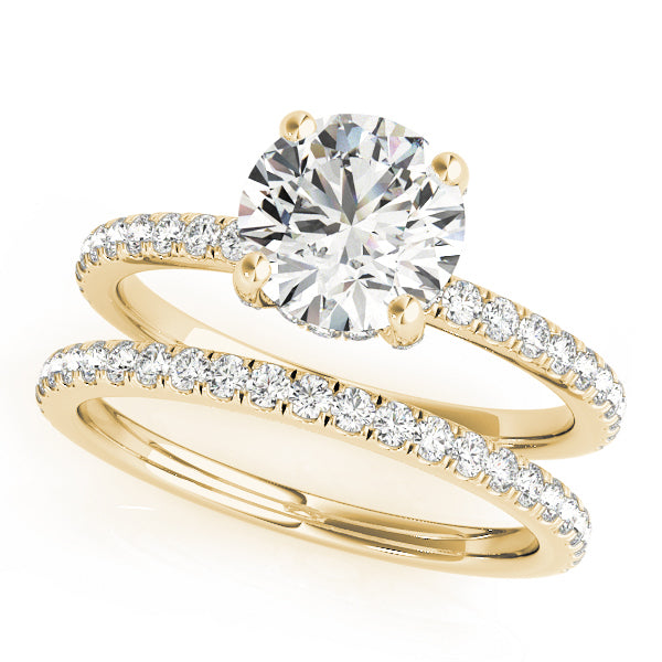 18K Yellow Gold 1 1/4 ct tw Halo Diamond Engagement Ring