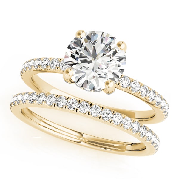 18K Yellow Gold 1 1/4 ct tw Halo Diamond Engagement Ring