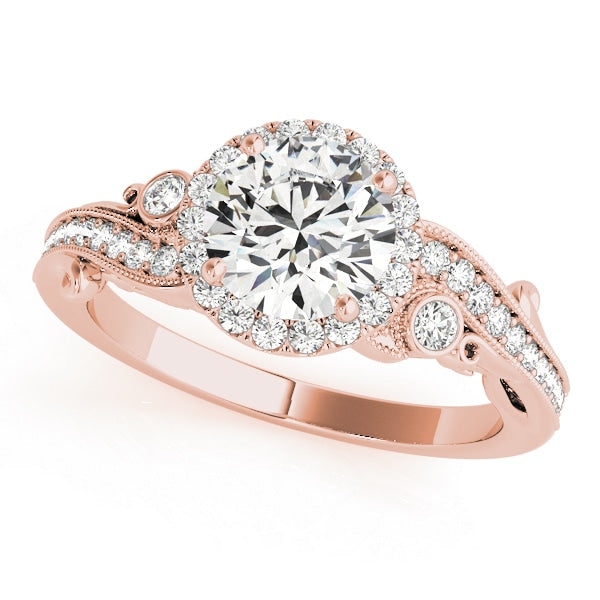14K Rose Gold 1 1/3 ct tw Halo Diamond Engagement Ring